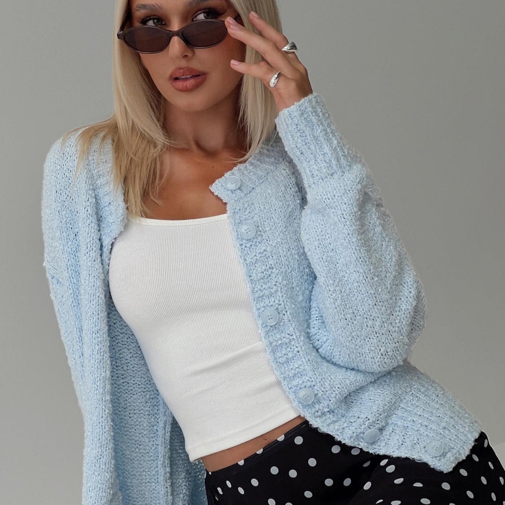 NWT CORONADO BOUCLE KNIT CARDIGAN BLUE: PRINCESS POLLY
